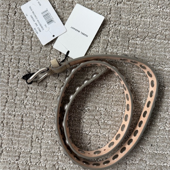 Isabel Marant Zap Skinny Beige Belt with Silver Studs - Picture 3 of 9